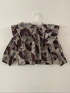 Ulla Johnson GIRLS Cream Blouse with Purple & Black Print